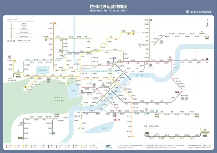 杭州地铁2022年规划图,杭州地铁2035年规划图 2022年杭州亚运会版地铁规划图