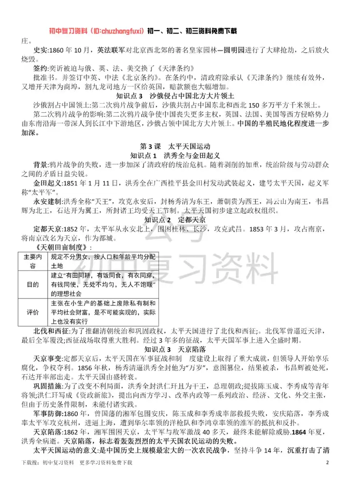 67部编人教版八年级上册历史知识点总结许老师公众号:初中复习资料