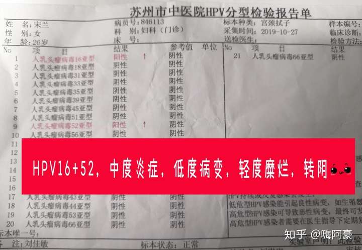 hpv16和52,低度病变转阴,不卖药,就提高免疫力转阴