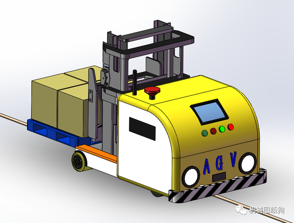 【工程机械】agv叉车式智能运载机器人3d模型图纸 solidworks设计