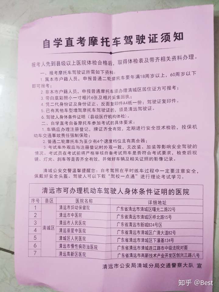 6月份我在清远小市交警中队报名参加了摩托车驾