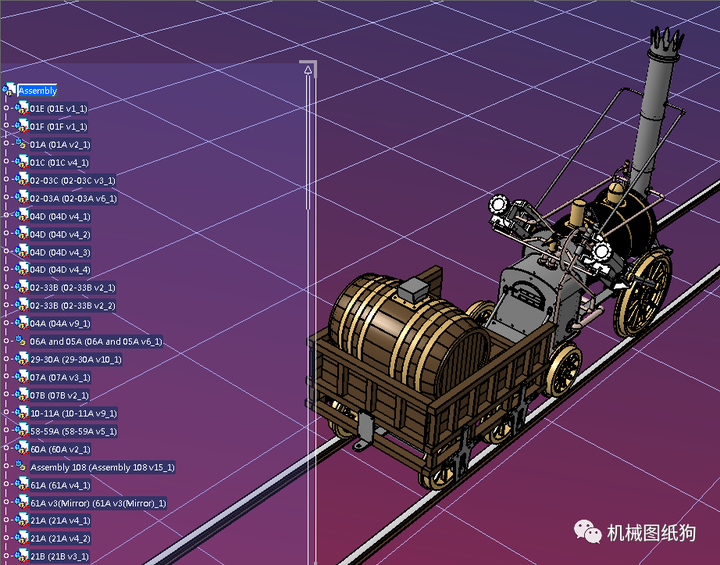 其他車型stephenson1829老式內燃機蒸汽火車模型3d圖紙step格式