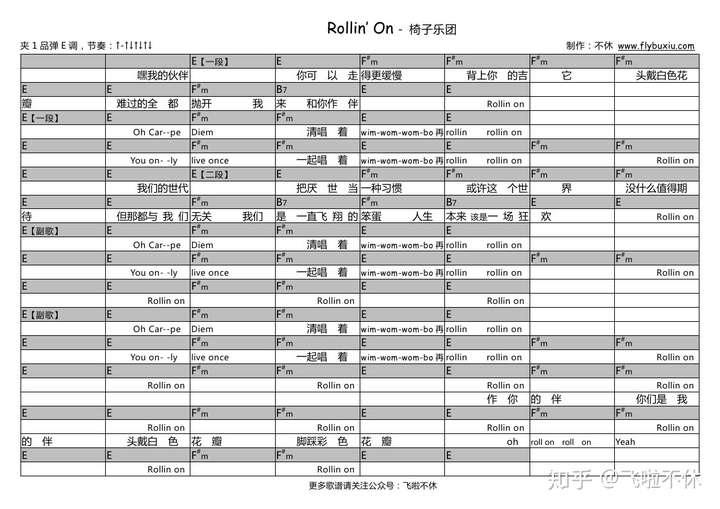 椅子乐团吉他谱图片