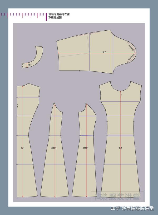 服装制版培训教程坦领泡泡袖连衣裙
