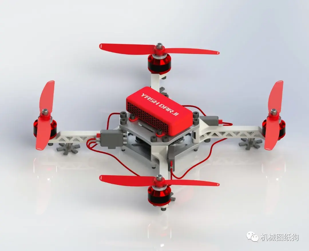 飞行模型四轴飞行器无人机及其遥控器模型3d图纸igs格式