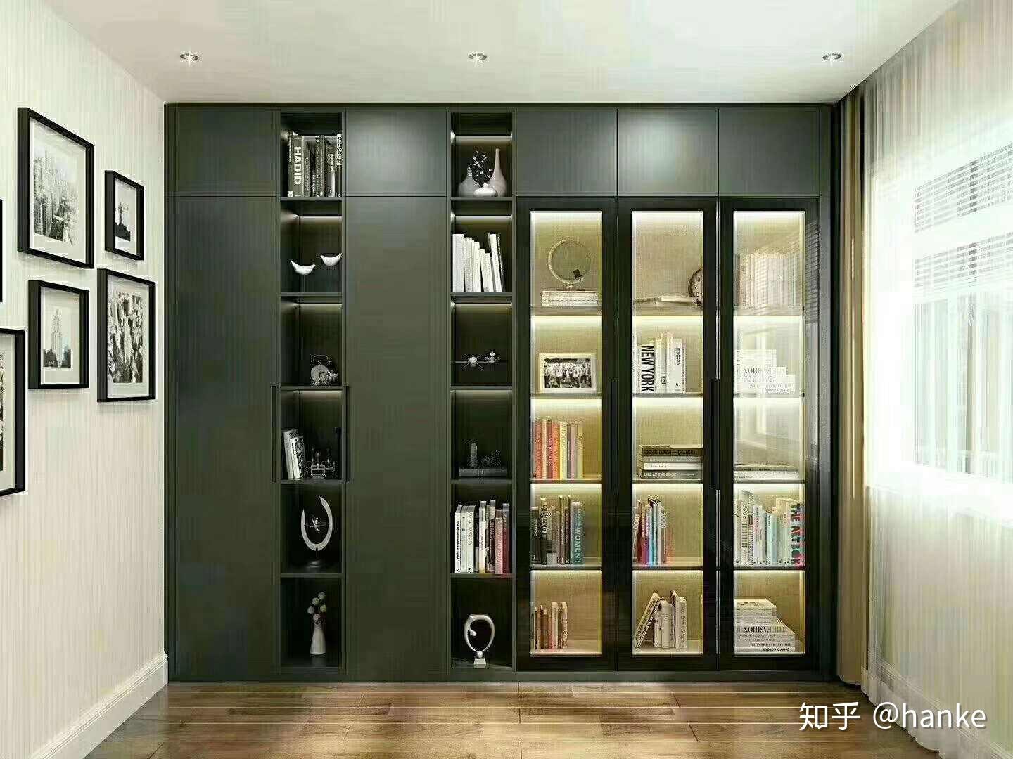 欧式书房设计组合书柜图片 – 设计本装修效果图