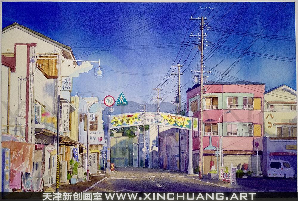 水彩画街道风景步骤