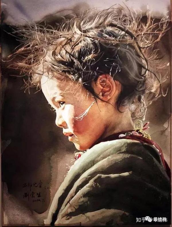 西藏人物画家刘云生水彩67