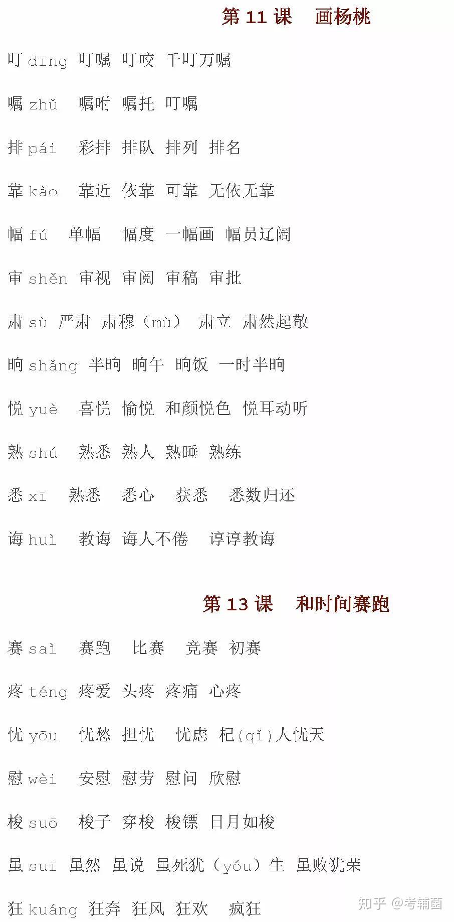 部编版1-6年级语文下册生字组词练习(可下载打印) - 知乎